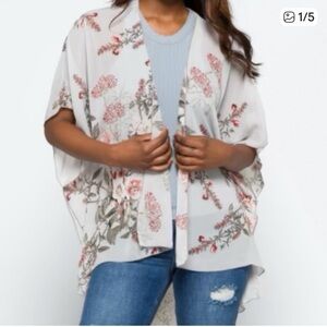 Emory Park Floral Open Front Kimono Large